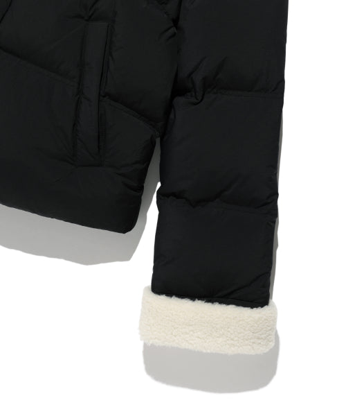 Women's Collar Color Short Down Jumper Black