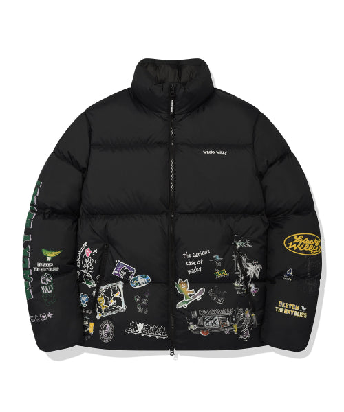 Kiki Graphic Down Short Puffer Black