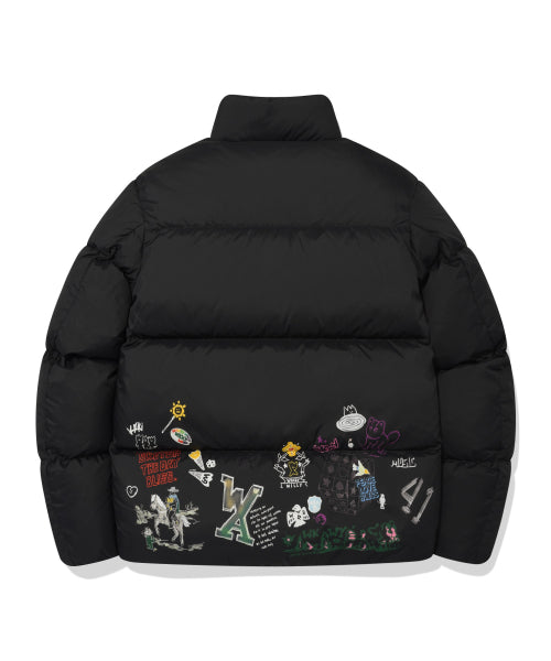 Kiki Graphic Down Short Puffer Black