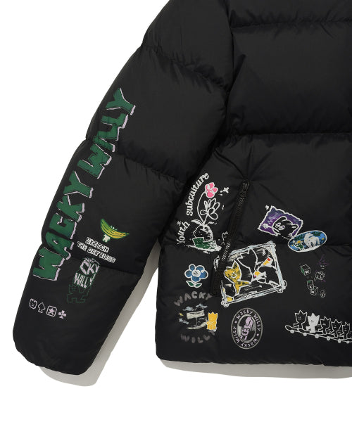 Kiki Graphic Down Short Puffer Black
