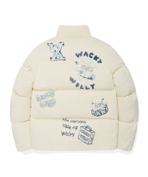 Graphic Down Short Puffer White