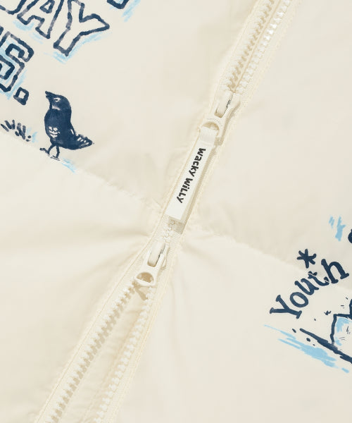Graphic Down Short Puffer White