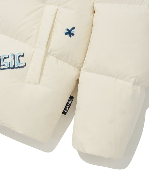 Graphic Down Short Puffer White