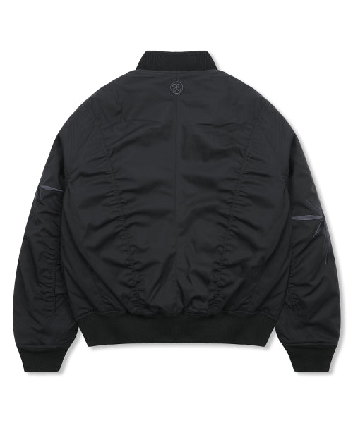 XJ107 Inslee Shirring MA-1 Jacket (BLACK)