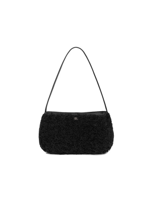 Boucle Fur Shoulder Bag Black