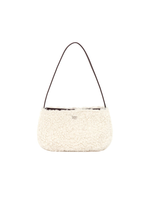 Boucle Fur Shoulder Bag Ivory