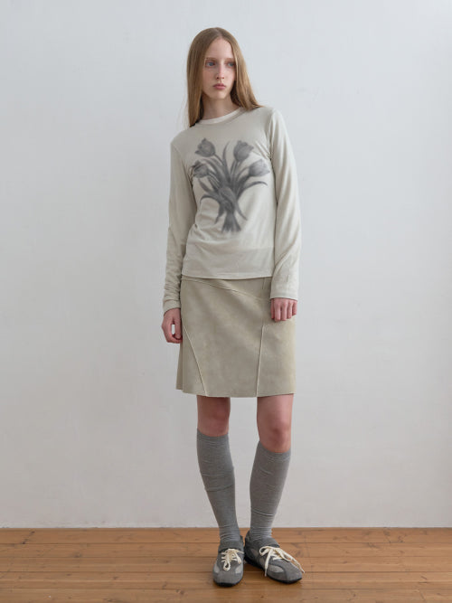 Suede Panel Skirt Taupe