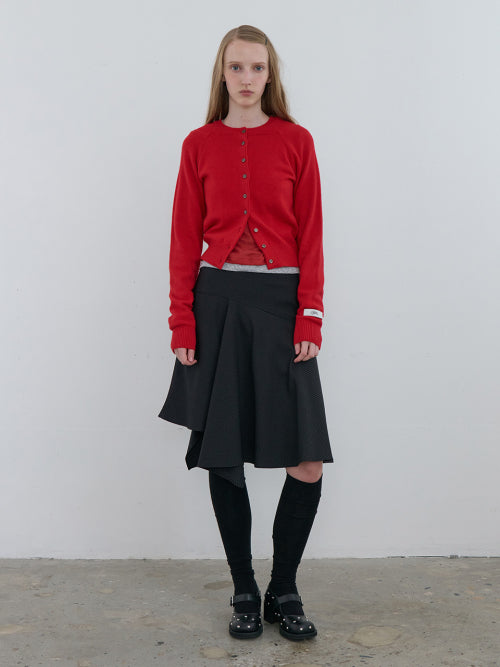 Striped Unbalance Skirt Black