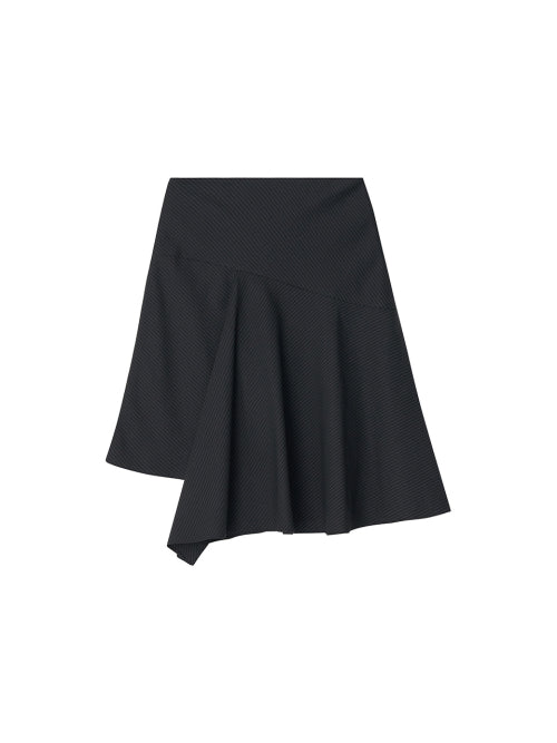Striped Unbalance Skirt Black