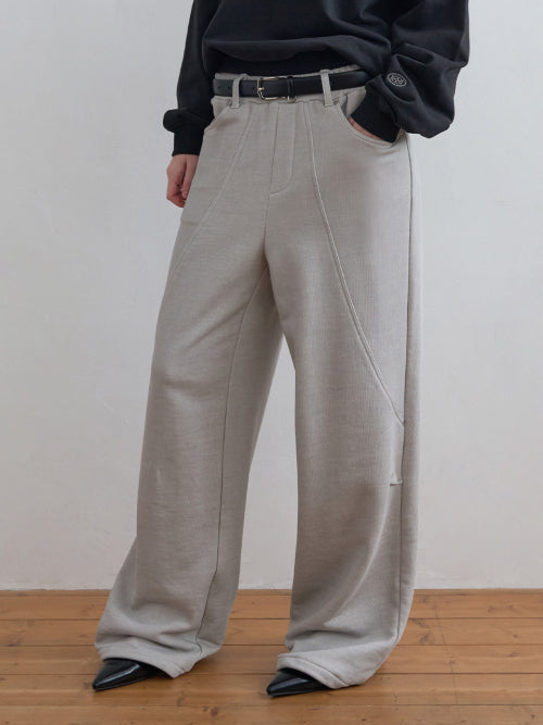 Panel Line Sweat Pants Light Grey