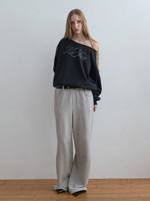 Panel Line Sweat Pants Light Grey