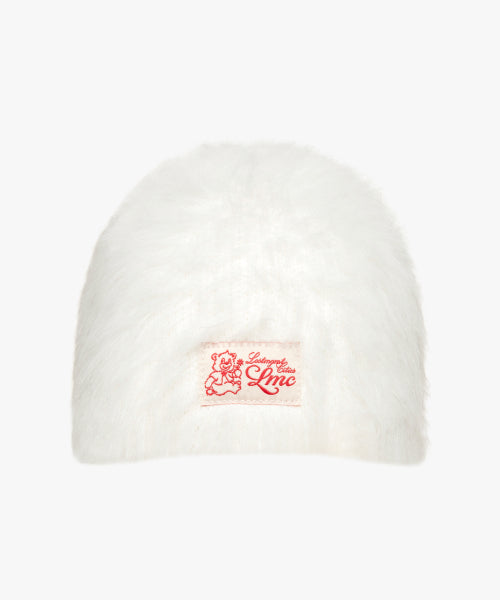 HAIRY UNCUFFED BEANIE white