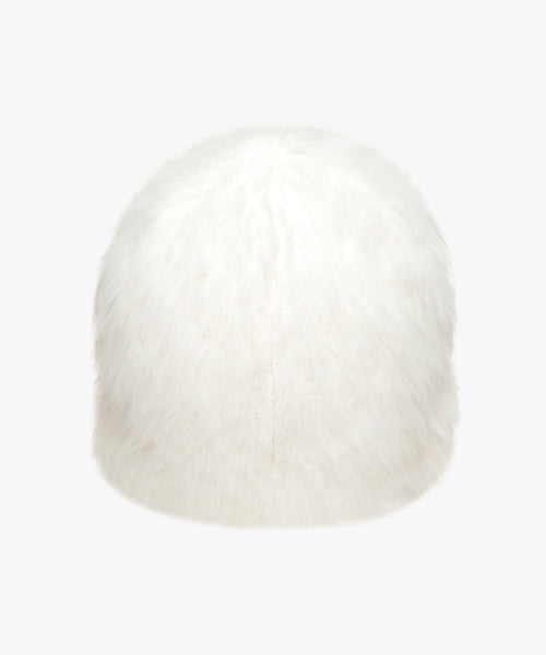 HAIRY UNCUFFED BEANIE white