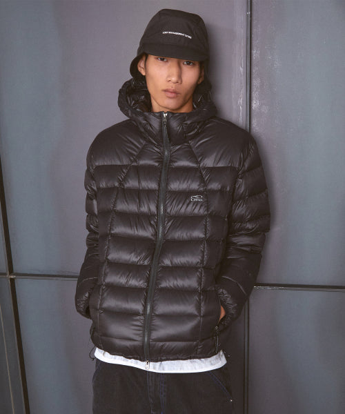 OVAL GLOBE LIGHT WEIGHT HOODED DOWN JACKET light gray