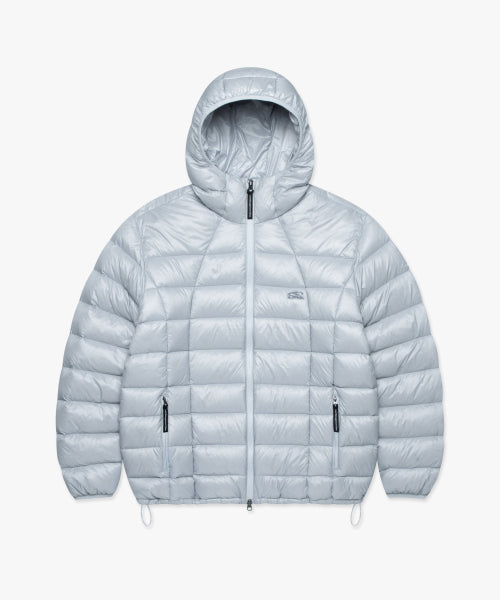 OVAL GLOBE LIGHT WEIGHT HOODED DOWN JACKET light gray