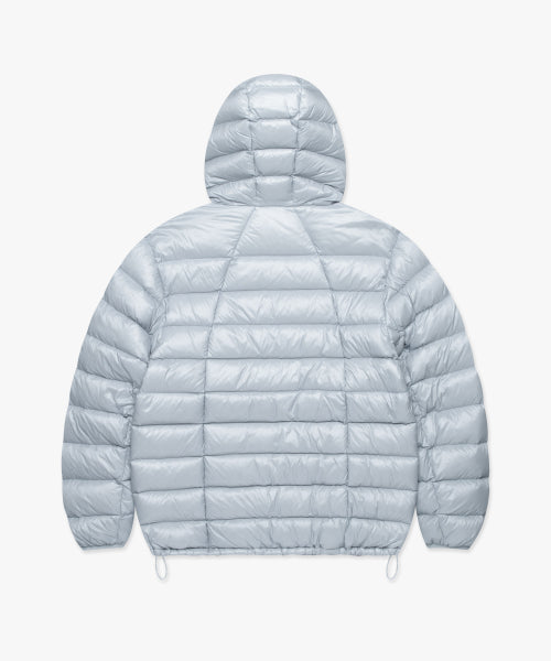 OVAL GLOBE LIGHT WEIGHT HOODED DOWN JACKET light gray