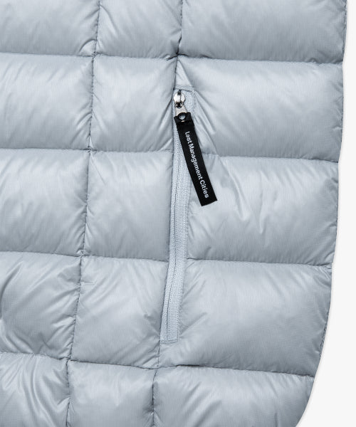 OVAL GLOBE LIGHT WEIGHT HOODED DOWN JACKET light gray