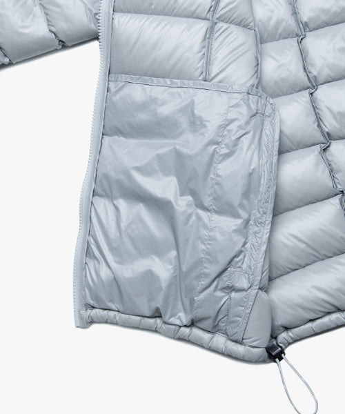 OVAL GLOBE LIGHT WEIGHT HOODED DOWN JACKET light gray