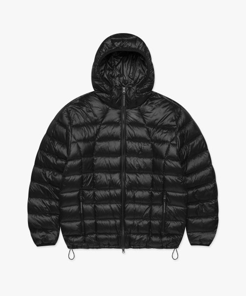 OVAL GLOBE LIGHT WEIGHT HOODED DOWN JACKET black
