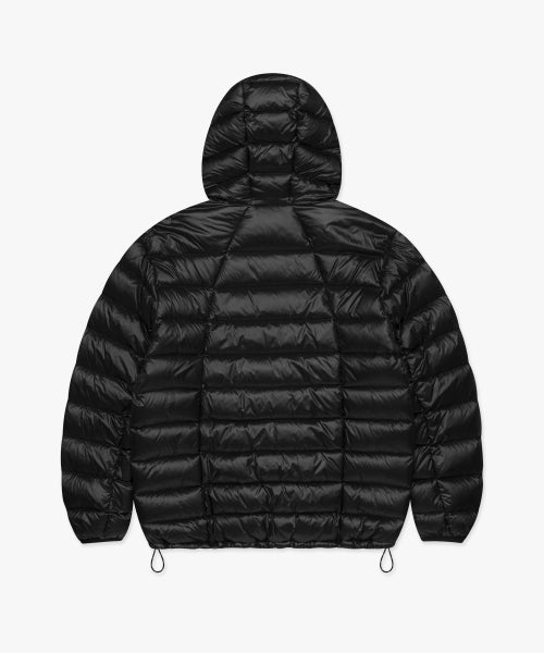 OVAL GLOBE LIGHT WEIGHT HOODED DOWN JACKET black