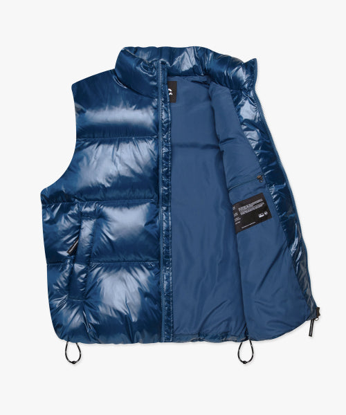 OG GLOSSY PUFFER DUCK DOWN VEST blue
