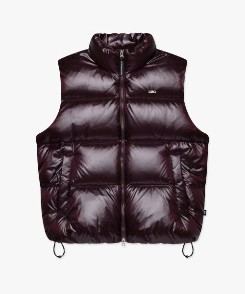 OG GLOSSY PUFFER DUCK DOWN VEST burgundy