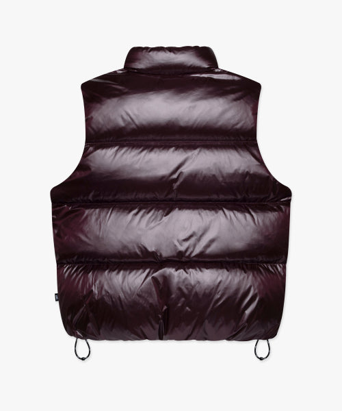 OG GLOSSY PUFFER DUCK DOWN VEST burgundy
