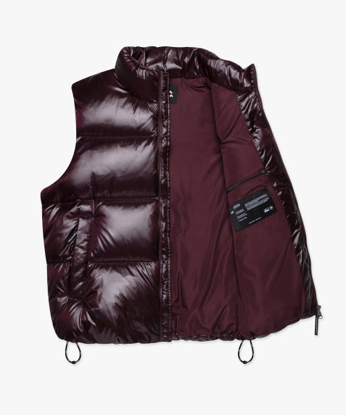 OG GLOSSY PUFFER DUCK DOWN VEST burgundy