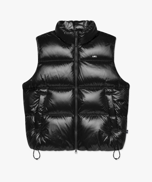 OG GLOSSY PUFFER DUCK DOWN VEST black