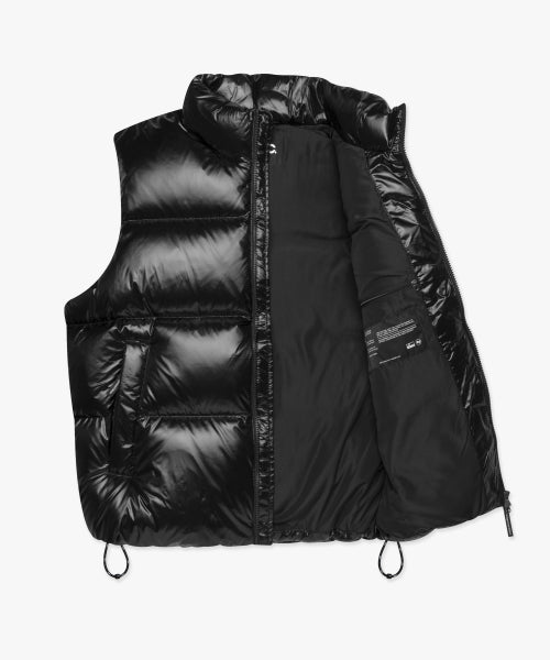 OG GLOSSY PUFFER DUCK DOWN VEST black