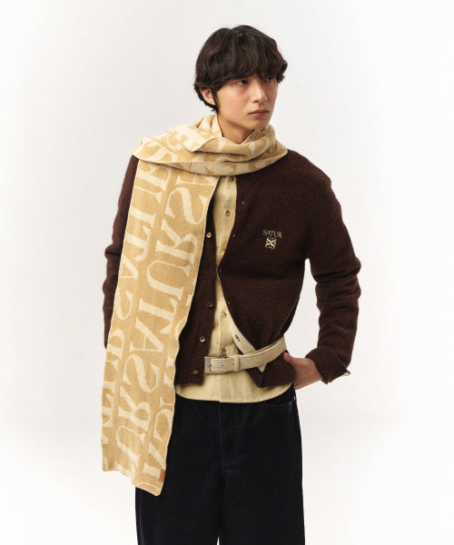 Logo Jacquard Muffler Beige