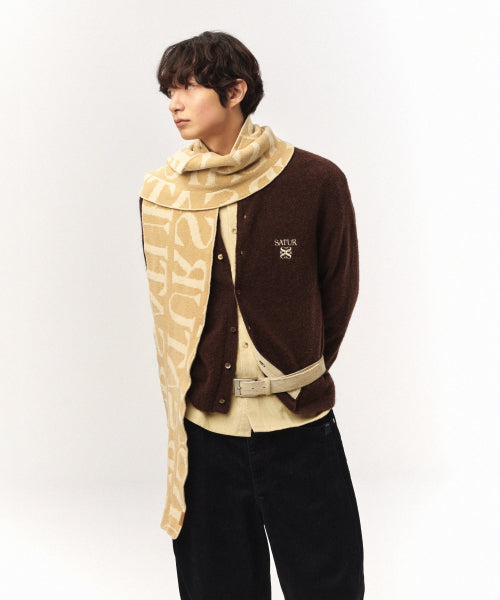 Logo Jacquard Muffler Beige