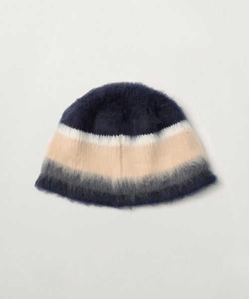 Stripe Knit Bucket Hat Navy
