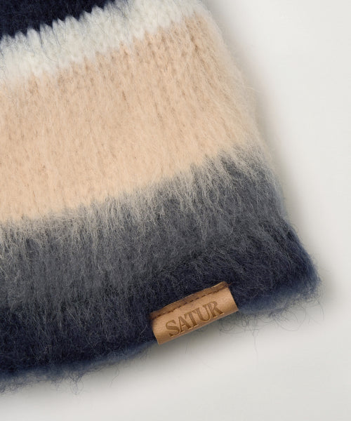 Stripe Knit Bucket Hat Navy