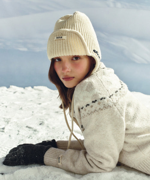 Earmuff Knit Beanie Cream