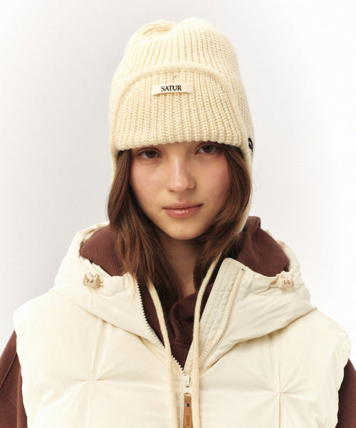 Earmuff Knit Beanie Cream