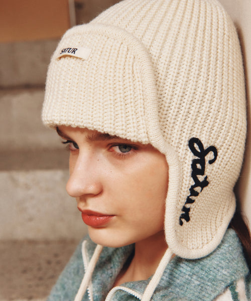 Earmuff Knit Beanie Cream
