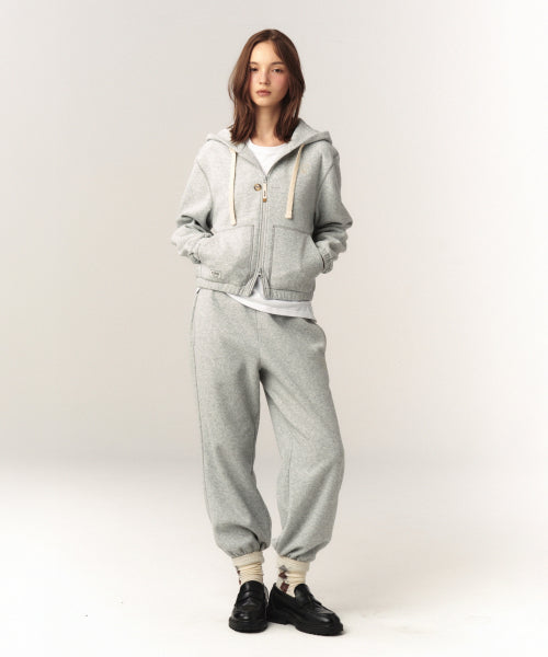 (W) Teo Brushed Fleece Jogger Pants Melange Gray
