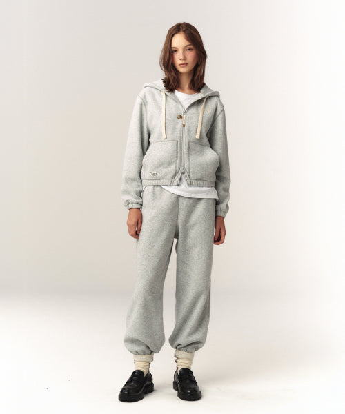 (W) Teo Brushed Fleece Jogger Pants Melange Gray