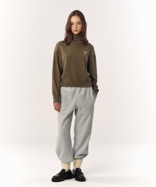 (W) Teo Brushed Fleece Jogger Pants Melange Gray