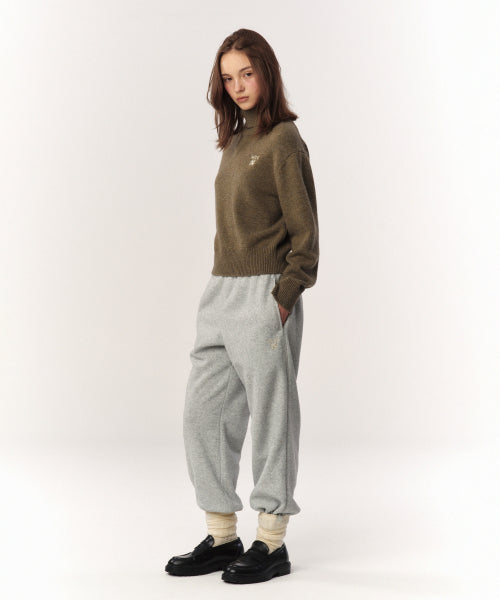 (W) Teo Brushed Fleece Jogger Pants Melange Gray