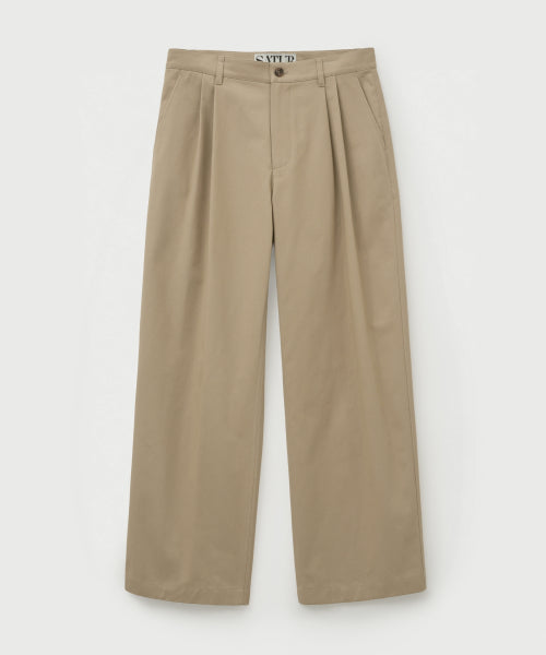 Relaxed Cotton Chino Pants Beige