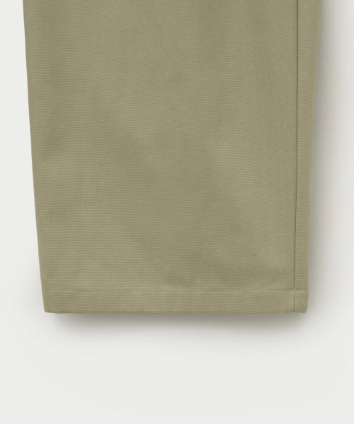 Two Tuck Wide Curved Cotton Pants Beige