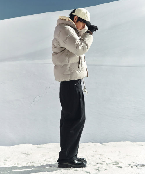 Two Tuck Wide Curved Cotton Pants Black