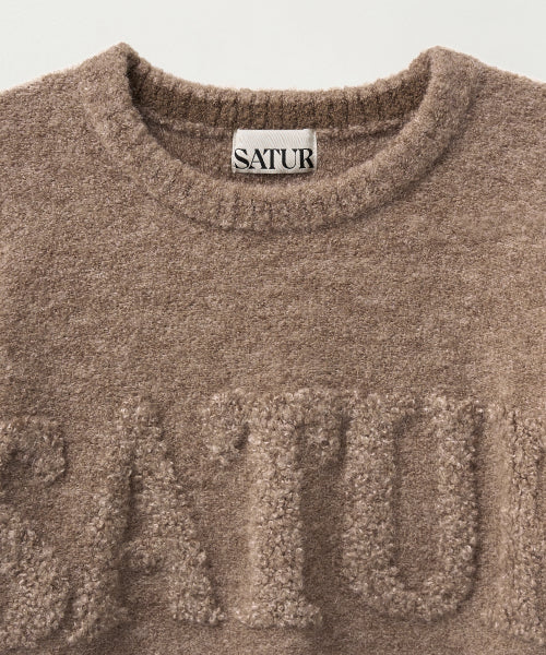 (W) Fleece Crew Neck Knit Beige
