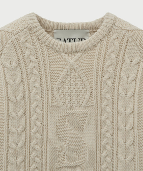 Big Cable Fisherman Pullover Knit Cream