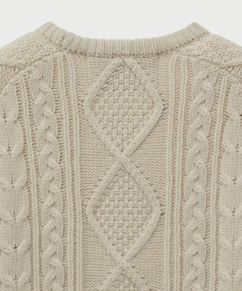 Big Cable Fisherman Pullover Knit Cream