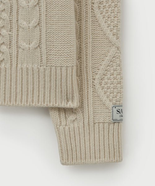 Big Cable Fisherman Pullover Knit Cream