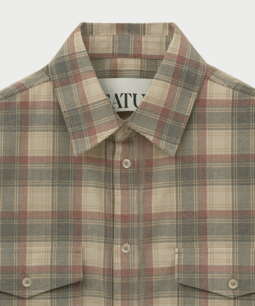 Corduroy Check Shirt Beige