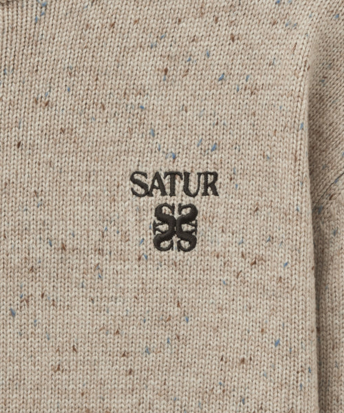 (W) Classic Turtle Neck Mix Knit Oatmeal